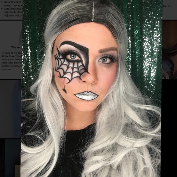 Ombré Silver Grey & White 22” Curly Wig - Picture 11 of 15